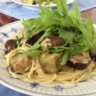 今が旬！ツナと茄子と水菜のパスタ